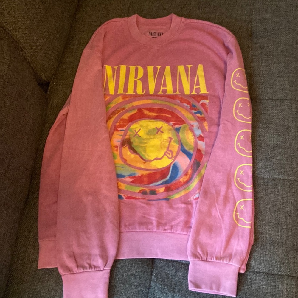Nirvana never worn pink thick long sleeve shirt